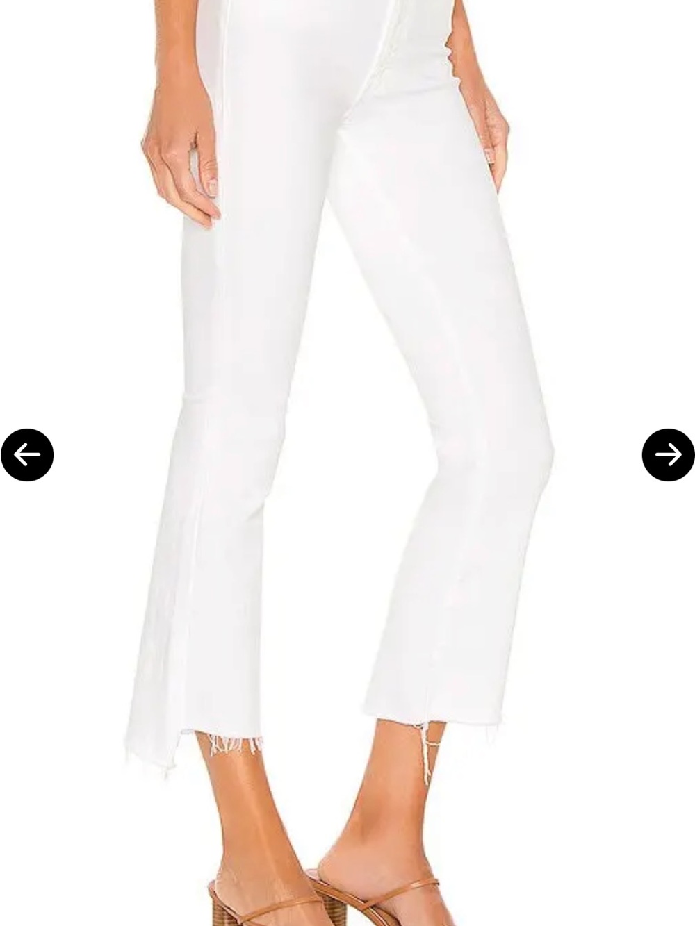 MOTHER White Cropped Raw-Hem Flare Jeans